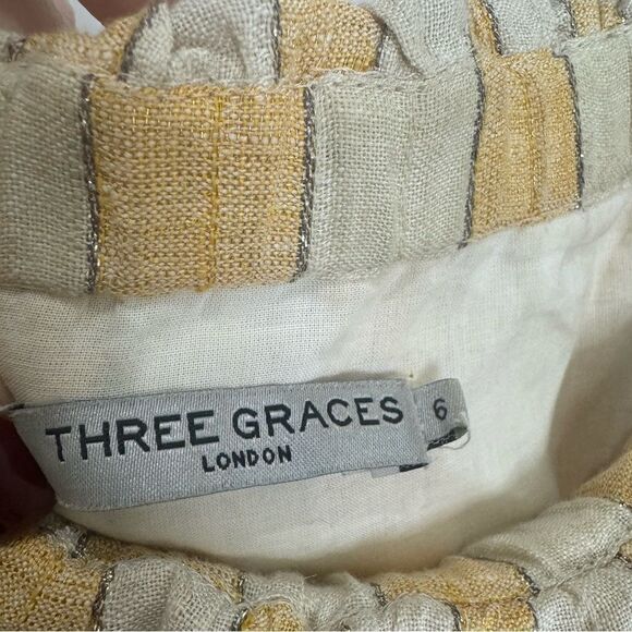 THREE GRACES LONDON Ida cold-shoulder metallic striped linen-blend maxi dress - Picture 12 of 12